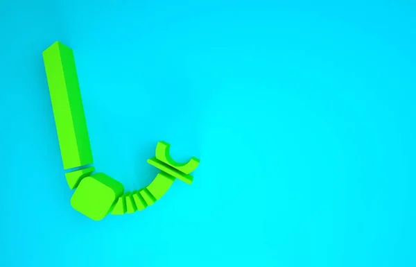 Vihreä Snorkkeli kuvake eristetty sinisellä pohjalla. Sukellusvarusteet. Minimalismin käsite. 3d kuva 3D renderöinti — kuvapankkivalokuva
