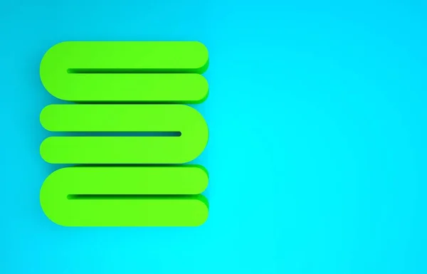 緑色のタオルスタックアイコンは青の背景に隔離されます。最小限の概念。3Dイラスト3Dレンダリング — ストック写真