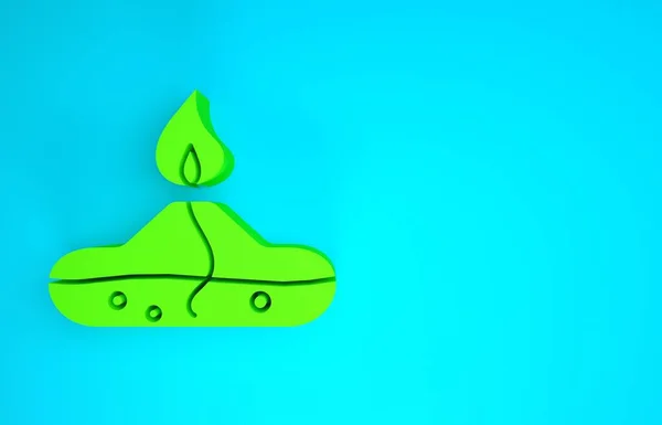 Icono de alcohol verde o quemador de alcohol aislado sobre fondo azul. Equipo químico. Concepto minimalista. 3D ilustración 3D render — Foto de Stock