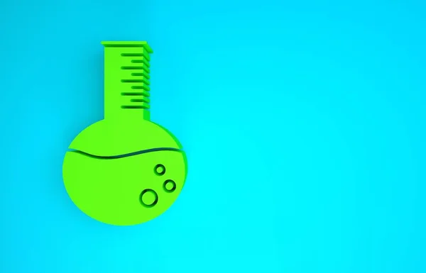 Groene olie benzine reageerbuis pictogram geïsoleerd op blauwe achtergrond. Minimalisme concept. 3d illustratie 3D renderen — Stockfoto