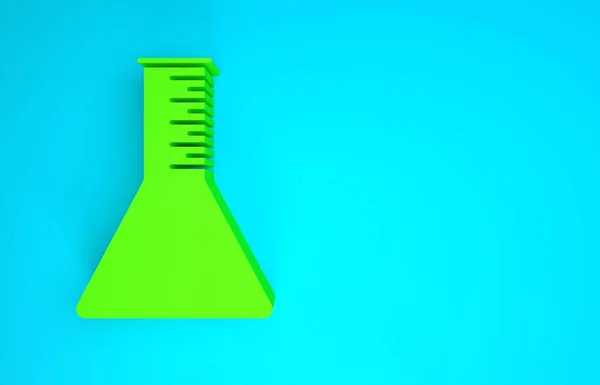 Ícone de tubo de teste de gasolina Green Oil isolado no fundo azul. Conceito de minimalismo. 3D ilustração 3D render — Fotografia de Stock