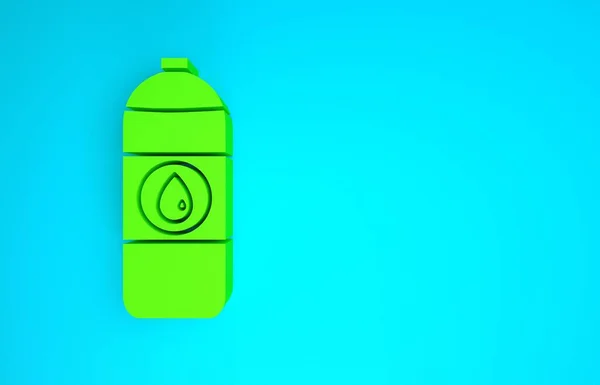 Grön plastbehållare för motor maskin olja ikon isolerad på blå bakgrund. Oljegallon. Service och reparation av oljebyte. Minimalistiskt koncept. 3D-återgivning för 3D — Stockfoto