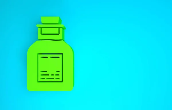 Green Oil petrol test tube icon isolated on blue background. Minimalism concept. 3d illustration 3D render — Stock Photo, Image