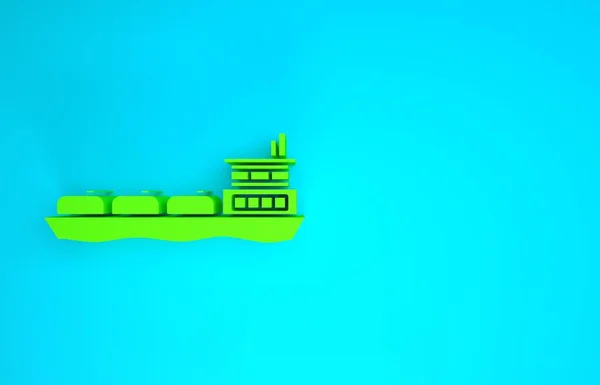 Green Oil tanker ship icon isolated on blue background. Minimalism concept. 3d illustration 3D render — Stock Photo, Image