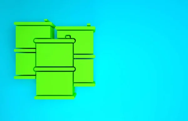 Icône d'huile de canon vert isolé sur fond bleu. Concept de minimalisme. Illustration 3D rendu 3D — Photo