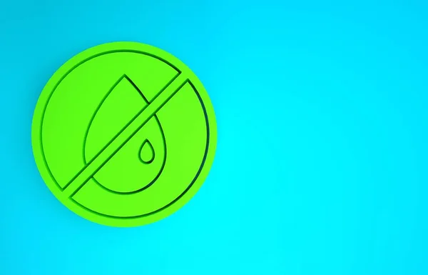 Зеленый Значок "Нет падению нефти" на синем фоне. Концепция минимализма. 3D-рендеринг — стоковое фото