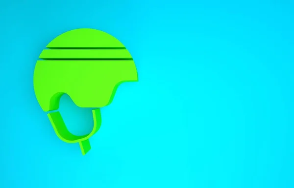 Icono del casco de Hockey verde aislado sobre fondo azul. Concepto minimalista. 3D ilustración 3D render — Foto de Stock
