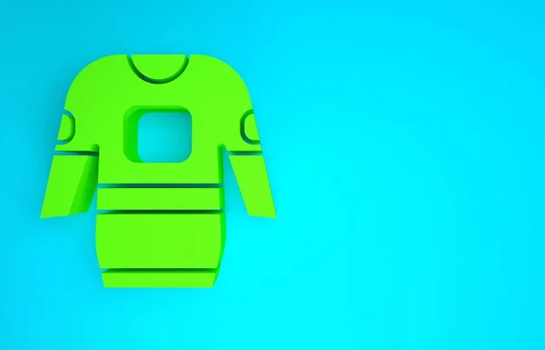 Grünes Hockey-Trikot-Symbol isoliert auf blauem Hintergrund. Minimalismus-Konzept. 3D Illustration 3D Renderer — Stockfoto