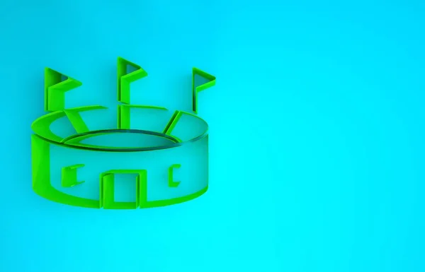 Green Hockey stadium icon isolated on blue background. Hockey arena. Minimalism concept. 3d illustration 3D render