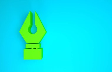 Yeşil Çeşme kalem ucu simgesi mavi arkaplanda izole edildi. Kalem aleti işareti. Minimalizm kavramı. 3d illüstrasyon 3B canlandırma