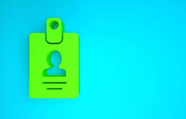 Mavi arka planda yeşil kimlik simgesi izole edildi. Sunum için, şirketin kimliği için, reklam için kullanılabilir. Minimalizm kavramı. 3d illüstrasyon 3B canlandırma