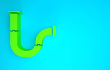 Yeşil Endüstri metalik boru ikonu mavi arka planda izole edildi. Tesisat boru hattının farklı şekillerde parçaları. Minimalizm kavramı. 3d illüstrasyon 3B canlandırma