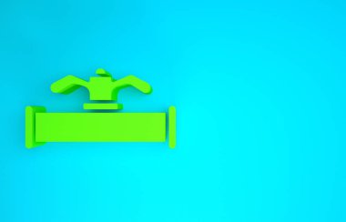 Yeşil Endüstri metalik boru ve kapakçık ikonu mavi arka planda izole edildi. Minimalizm kavramı. 3d illüstrasyon 3B canlandırma