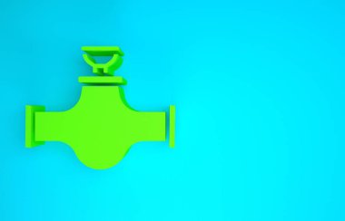 Yeşil Endüstri metalik boru ve kapakçık ikonu mavi arka planda izole edildi. Minimalizm kavramı. 3d illüstrasyon 3B canlandırma