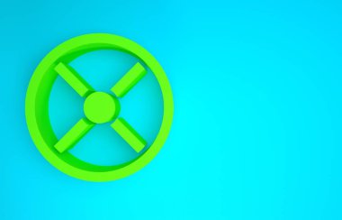 Yeşil Endüstri valf simgesi mavi arkaplanda izole edildi. Minimalizm kavramı. 3d illüstrasyon 3B canlandırma