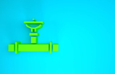 Yeşil Endüstri metalik boru ve kapakçık ikonu mavi arka planda izole edildi. Minimalizm kavramı. 3d illüstrasyon 3B canlandırma