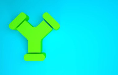 Yeşil Endüstri metalik boru ikonu mavi arka planda izole edildi. Tesisat boru hattının farklı şekillerde parçaları. Minimalizm kavramı. 3d illüstrasyon 3B canlandırma