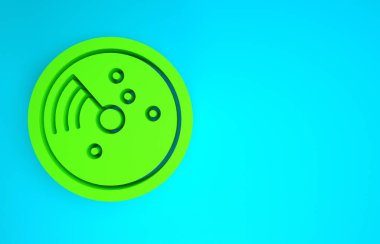 Mavi arkaplanda izole edilmiş ikonu ararken hedefleri olan yeşil Radar. Arama sistemi. Donanma sonarı. Minimalizm kavramı. 3d illüstrasyon 3B canlandırma