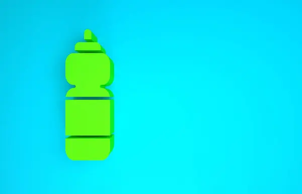 Green Fitness icône shaker isolé sur fond bleu. Bouteille de shaker sportif avec couvercle pour cocktails à base d'eau et de protéines. Concept de minimalisme. Illustration 3D rendu 3D — Photo