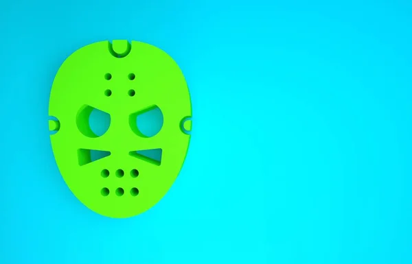 Green Hockey masker pictogram geïsoleerd op blauwe achtergrond. Minimalisme concept. 3d illustratie 3D renderen — Stockfoto