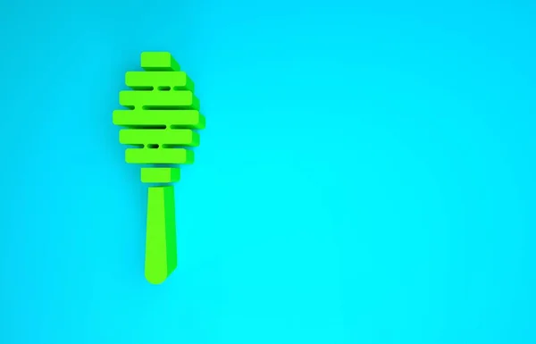 Yeşil Bal Çubuğu simgesi mavi arkaplanda izole edildi. Tatlı kepçe. Minimalizm kavramı. 3d illüstrasyon 3B canlandırma — Stok fotoğraf