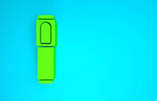 Green Marker pen pictogram geïsoleerd op blauwe achtergrond. Minimalisme concept. 3d illustratie 3D renderen — Stockfoto