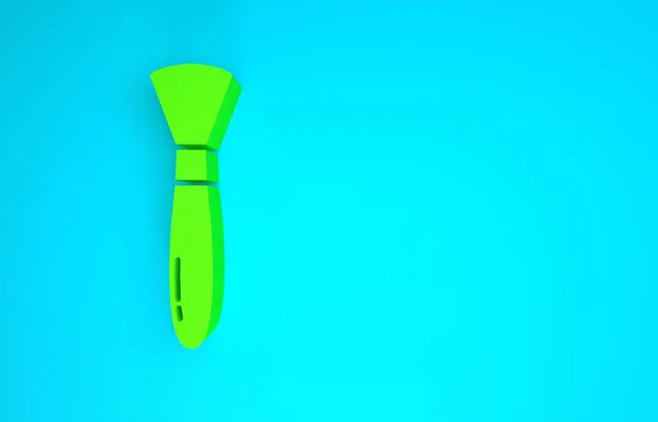 Groene penseel pictogram geïsoleerd op blauwe achtergrond. Minimalisme concept. 3d illustratie 3D renderen — Stockfoto