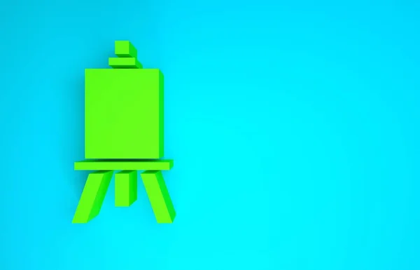 Cavalete de madeira verde ou pintura arte placas ícone isolado no fundo azul. Conceito de minimalismo. 3D ilustração 3D render — Fotografia de Stock