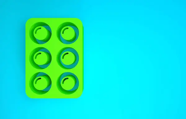 Zielone farby akwarelowe w ikonie pudełka izolowane na niebieskim tle. Koncepcja minimalizmu. Ilustracja 3D 3D renderowania — Zdjęcie stockowe