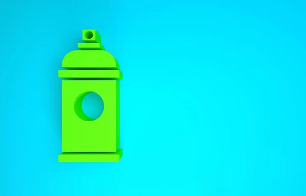 Green Paint spray can icon isolated on blue background. Minimalism concept. 3d illustration 3D render — Stock Photo, Image