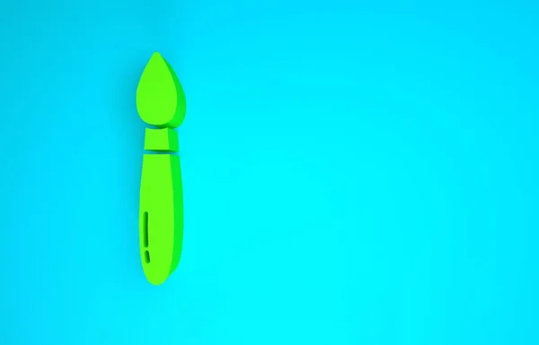 Green Paint brush icon isolated on blue background. Minimalism concept. 3d illustration 3D render — Stock Photo, Image