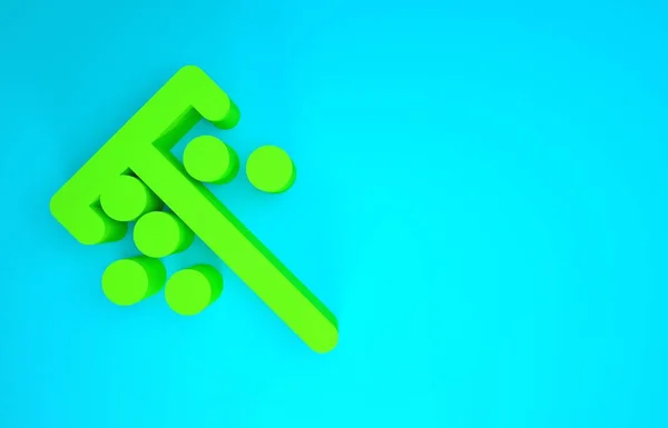 Tongkat hijau untuk ikon chip diisolasi pada latar belakang biru. Judi kasino. Konsep minimalisme. Tampilan 3D ilustrasi 3d — Stok Foto