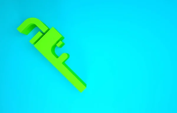 Llave ajustable Green Pipe icono aislado sobre fondo azul. Concepto minimalista. 3D ilustración 3D render —  Fotos de Stock