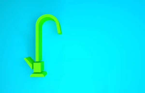 Groene waterkraan pictogram geïsoleerd op blauwe achtergrond. Minimalisme concept. 3d illustratie 3D renderen — Stockfoto