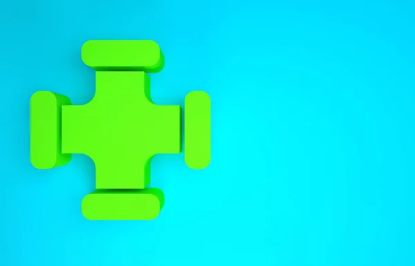 Green Industry Metallic-Rohr Symbol isoliert auf blauem Hintergrund. Rohrleitungsteile in verschiedenen Formen. Minimalismus-Konzept. 3D Illustration 3D Renderer — Stockfoto