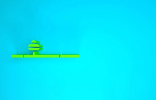 Иконка зеленой опиумной трубы выделена на синем фоне. Концепция минимализма. 3D-рендеринг — стоковое фото