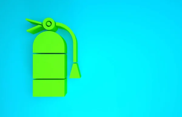 Green Fire extinguisher icon isolated on blue background. Minimalism concept. 3d illustration 3D render