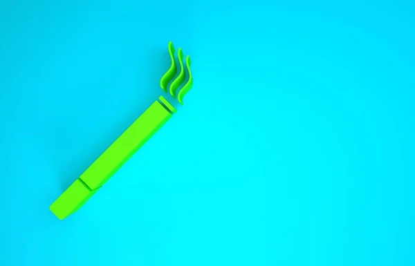 Иконка зеленого сигареты выделена на синем фоне. Табачный знак. Символ курения Концепция минимализма. 3D-рендеринг — стоковое фото