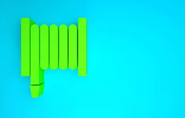 Бронзова ікона "Зелена пожежна шланга" ізольована на синьому тлі. Концепція мінімалізму. 3D-рендеринг — стокове фото