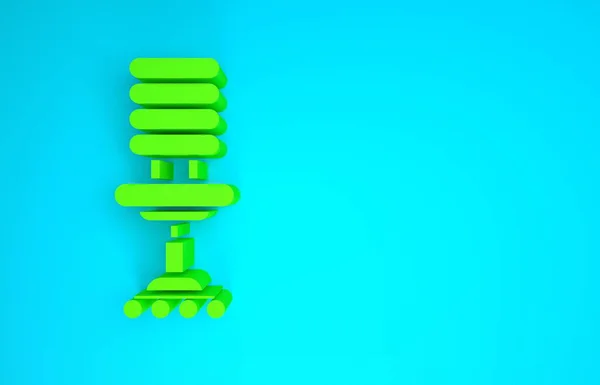 녹색 사무실 의자 아이콘은 파란색 배경에 분리되어 있습니다. 미니멀리즘의 개념입니다. 3d 삽화 3D 렌더링 — 스톡 사진
