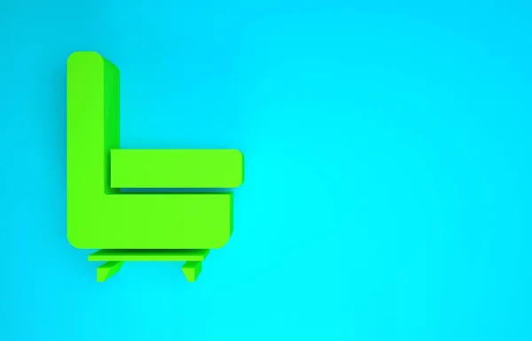 Grön fåtölj ikon isolerad på blå bakgrund. Minimalistiskt koncept. 3D-återgivning för 3D — Stockfoto
