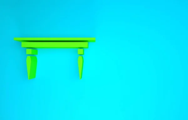 Grön trä bord ikon isolerad på blå bakgrund. Minimalistiskt koncept. 3D-återgivning för 3D — Stockfoto