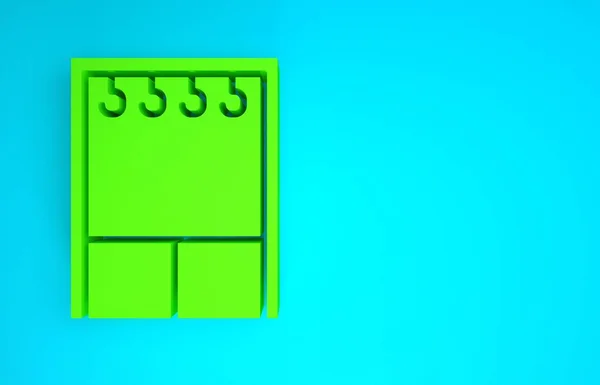 Icono de armario verde aislado sobre fondo azul. Concepto minimalista. 3D ilustración 3D render — Foto de Stock