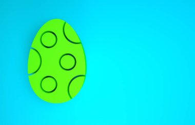 Mavi arkaplanda yeşil paskalya yumurtası ikonu var. Mutlu Paskalyalar. Minimalizm kavramı. 3d illüstrasyon 3B canlandırma
