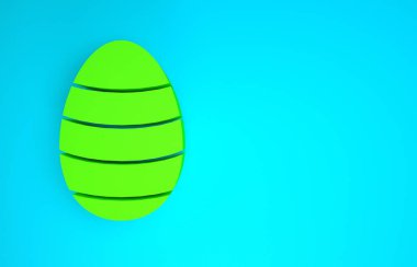 Mavi arkaplanda yeşil paskalya yumurtası ikonu var. Mutlu Paskalyalar. Minimalizm kavramı. 3d illüstrasyon 3B canlandırma