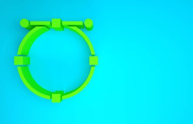 Mavi zemin üzerinde Bezier eğrisi simgesi olan Yeşil Daire afişi. Kalem aracı simgesi. Minimalizm kavramı. 3d illüstrasyon 3B canlandırma