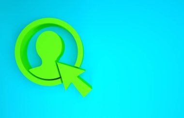 Mavi arkaplanda yeşil hesap ekranı simgesi oluştur. Minimalizm kavramı. 3d illüstrasyon 3B canlandırma