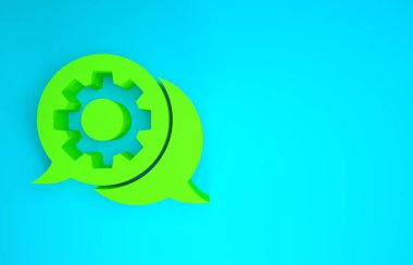 Mavi arkaplanda yeşil konuşma balonu sohbet simgesi izole edildi. İleti simgesi. İletişim ya da yorum sohbet sembolü. Minimalizm kavramı. 3d illüstrasyon 3B canlandırma