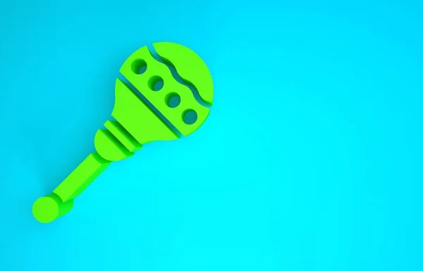 Groene Maracas icoon geïsoleerd op blauwe achtergrond. Muziek maracas instrument mexico. Minimalisme concept. 3d illustratie 3D renderen — Stockfoto