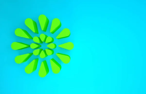Zöld tűzijáték ikon elszigetelt kék háttérrel. A buli koncepciója. Robbanásveszélyes pirotechnikai szimbólum. Minimalizmus koncepció. 3d illusztráció 3D render — Stock Fotó